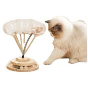 Xinuy - 1 pc Interactive Cat Feeder Jouet pour Chats d'intérieur Mangeoires lentes Spring Toys Funny Wooden Track 2 Balls Roller Turntable Exercise