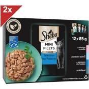 24 Sachets fraîcheur Sélection aux poissons en sauce pour chat 85g (2x12) - Sheba