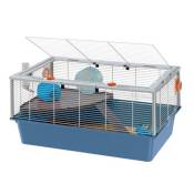 Ferplast Cage pour hamsters, petits rongeurs CRICETI 15 Cage pour hamsters à deux étages, accessoires inclus, métal vernis Blanc avec cadre et fond en