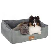 Lit pour chien en mousse à mémoire de forme, canapé pour chien lavable en machine et panier pour chien, gris, 70 x 60 x 17 cm