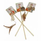 Animallparadise - 3 cannes à pêche en bambou, jouet rotin, Matatabi et carton, pour chat