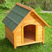 Niche d'extérieur pour chien en bois clair avec toit
