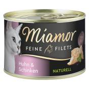 Paquet économique : 24x156g Miamor Fine Filets Naturelle poulet & jambon nourriture pour chat humide