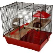 Cage enzo . 41.5 x 28.5 x 38 cm. Model 2. pour hamster. Animallparadise Rouge