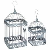 Atmosphera - Lot de 2 Cages à Oiseaux en Métal Niena Gris