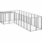 Chenil extérieur cage enclos parc animaux chien 6,05 m² 110 cm acier noir - Noir