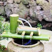 Fontaine d'eau Basse en Bambou avec Pompe ， Cascadécoration