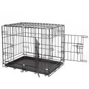 Hofuton 764753cm Cage chien pliante en métal noir avec 2 portes (avant et côté) avec plateau de base en plastique résistant à la mastication et