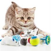 8 jouets pour chat : 1 coussin, 3 balles, 2 souris