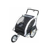 Bc-elec - 5664-0001B Remorque vélo 2 en 1 convertible en poussette et jogger pour deux enfants, coloris Blanc/Noir - Noir