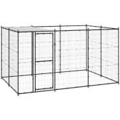 Chenil extérieur cage enclos parc animaux chien extérieur acier avec toit 7,26 m²