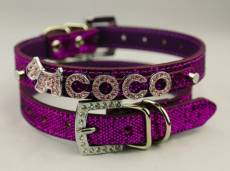 Namsan Puppy Chien Chat cuir Colliers strass Bling