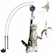 CCYKXA Jouet en plumes pour chats, jouet pour chat, canne à pêche rétractable, interaction chat et chaton d'intérieur