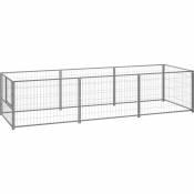 Chenil extérieur cage enclos parc animaux chien argenté 3 m² acier - Argenté