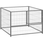 Helloshop26 - Chenil extérieur cage enclos parc animaux chien argenté 100 x 100 x 70 cm acier - Argenté