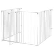 PawHut Barrière de sécurité parc enclos chien pliable modulable 6 panneaux avec porte hauteur 100 cm blanc