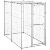 Helloshop26 - Chenil extérieur cage enclos parc animaux chien extérieur acier galvanisé avec toit 110 x 220 x 180 cm