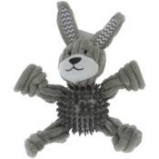 Jouet lapin Gommy gris, avec balle picots tpr, 25 cm,