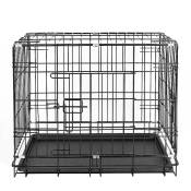 Skecten - 2 Portes cage pour chien pliable et transportable avec plateau 91*58*64cm en fil métallique caisse de transport noir