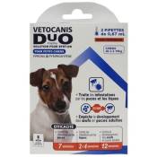 VETOCANIS Anti-puces et anti-tiques Duo Spot on - 2 pipettes - Efficacite 7 semaines - Pour petit chien