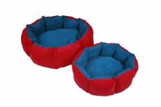 Compagnon réversible lit pour chien-rouge et bleu