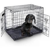 Maxxpet - Cage pour Chien 63x44x50 cm - Avec poignée - Caisse de transport pliante - 2 Portes - Panier de Transport pour Chien - Banc pour chien