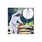 Xxl) Vêtements d'apiculture - Blan-185-195cmc, Équipement de protection des abeilles pour apiculteurs professionnels avec voile et cagoule - White