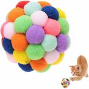 Ersandy - Balles colorées pour chat, balle rebondissante en peluche faite à la main avec herbe à chat et jouets interactifs pour chaton s'entraînant