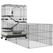 PawHut Cage pour petits animaux roulante 3 plates-formes