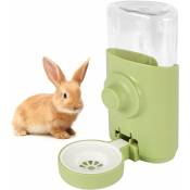 Fortuneville - Pet water dispenser, rabbit water dispenser, 600ML suspension water dispenser, for rabbit, cat, guinea pig, hedgehog 1 piece (green)