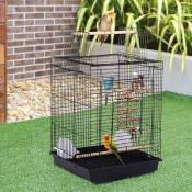 Hofuton Cage à Oiseaux 40 x 40 x 58 cm Cage pour Perruche Canari Calopsitte Ouverture Supérieure Noir