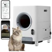 Bac à litière intelligent pour chat de très grande capacité de 68 l, caméra de confidentialité pour la surveillance en temps réel, double