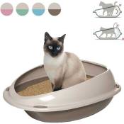 Bac à litière pour grand chats -ovale- 2 tailles avec bord anti-salissures: Animalerie