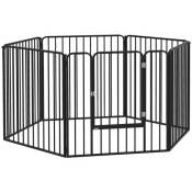 Parc enclos modulable pour chien porte 6 panneaux noir