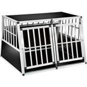 Tectake - Cage de transport pour chiens double sécurisée avec dos incliné - noir