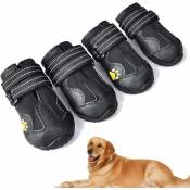 4 pcs Bottes Chien,Chaussures pour Chiens imperméables avec Brets réglables réfléchissantes pour Le Grand Chien de Taille Moyenne Dog(A,7)