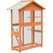 Cage à oiseaux Pin massif et bois de sapin 125,5x59,5x164 cm