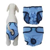 Ensoleille - Réutilisable Pantalon Physiologique Culotte Sanitaire Chiens Femelle Couches Hygiéniques pour Petits Moyens et Grands Chiens(bleu)