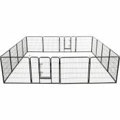Maisonchic - Parc pour chiens 16 panneaux | Chenil Enclos Cage pour chiens Acier 80 x 80 cm Noir 40232 - Noir