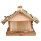 Mangeoire oiseaux avec toit en paille