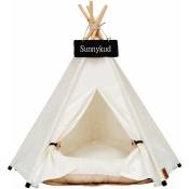 Chien Tente tipi pour Animaux De Compagnie avec Coussin Lavable Amovible Tentes Sweet House Pet Dog Jouer Tente,50×50×60cm - white - Ahlsen