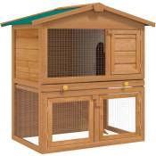 Clapier lapin d'extérieur Cage Enclos à Lapin Enclos pour petits animaux 3 portes Bois 41659