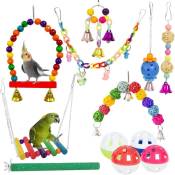 Ensemble de 12 pièces de balançoire de jouet à mâcher d'oiseau de jouet de perroquet, balançoire de jouet d'oiseau coloré, échelle de pont, jouet de