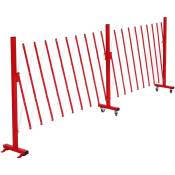 HHG - Barrière de sécurité en aluminium 979, barrière de sécurité à ciseaux avec roulettes, extensible 110x60-500cm rouge-blanc - red