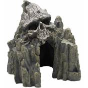 Ornement de terrarium en résine en forme de crâne de rocher pour décoration d'habitat d'aquarium, cachette de poisson - grey