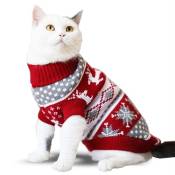 Pull de Noël pour animal de compagnie chien et chat rennes rouge et gris !
