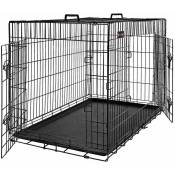 Cage pour Chien, avec 2 Portes, Noir, 92,5 x 57,5 x