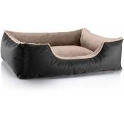 Lit pour chien Beddog TEDDY,canapé,coussin, panier corbeille lavable avec bordure:L, namib-black (noir/beige)