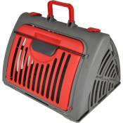 Love Story - Cage de transport pour chat et chien, pliable, plastique, 46 x 35 x 33 cm, rouge anthracite