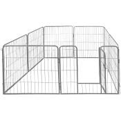 Parc Enclos Cage pour Chiens Chiots Animaux Lapin Métal Solide 60x80cm 8 Panneaux Argent Petigi